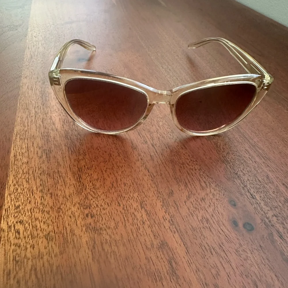 Barton Perreira Clear Frame Sunglasses with Pink Gradient Lenses